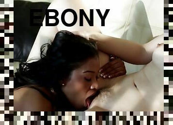 Ebony babe licking pussy white girl