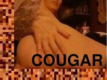 Trans Cougar winking and teasing butthole