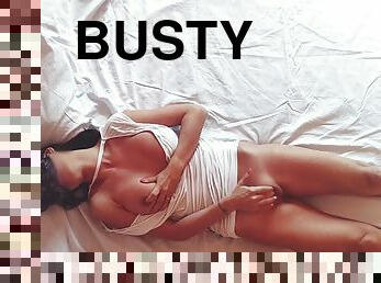 Top View - BUSTY Italian MILF Intimate Masturbation - Multiple ORGASMS, Fingering  Sex Toy