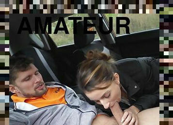 Amateur driving babe public fucked outdoor in car by tutor