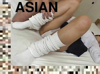 Asian school sockjob legjob 1