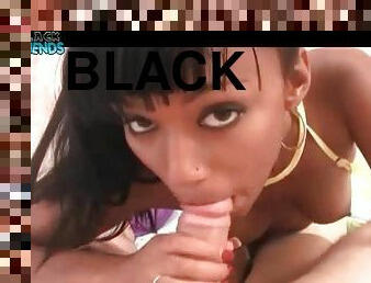 Beautiful young black girl throat fucked lustily