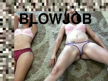 Two girlfriends tempt them to best friend and fuck hard