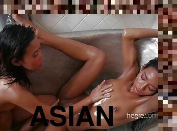 asia, mandi, sayang, lesbian-lesbian, pijat, mandi-shower