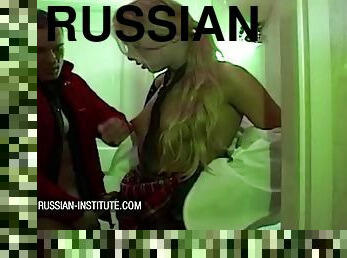 RUSSIAN INSTITUTE - Quickie anal in bathroom with hot teen Natalli Di Angelo