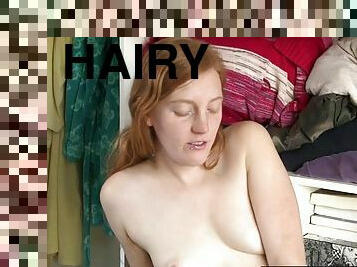 Hairy lesbian ginger and brunette fuck