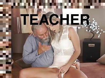 OLD4K. Old geography teacher fucks slutty blonde in various sex poses