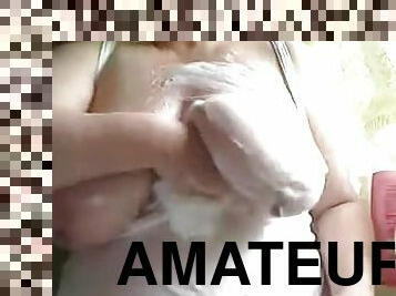 Amateur fat girl tits soaped up