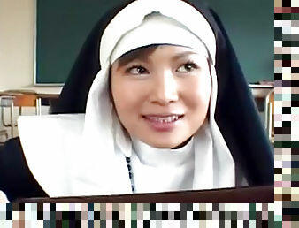 asiatisk, hårig, brudar, tonåring, japansk, samling, sväljer, bukkake, vacker-pretty, nunna
