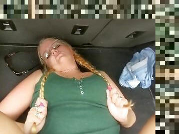 This shameless BBW slut called an UBER XL just to fuck her driver in the back of his ride!