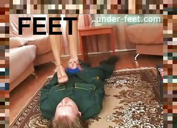 Tv repairman punished by her feet