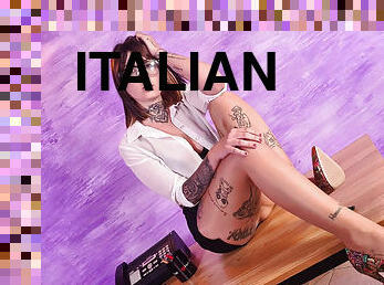 collants, secrétaire, japonais, bas, italien, latex, solo, brunette, tatouage