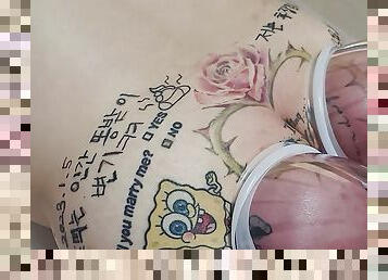 Pumping tattoo slave ass, korean femdom 002