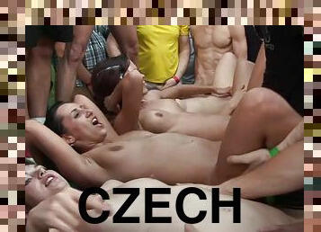 Gang bang party with the czech sluts taking a lot of loads