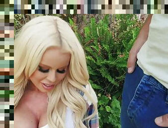 Latina nikki delano gets mouth fucked by big cock outdoors