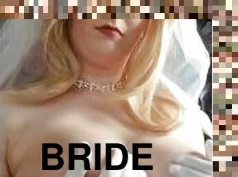 Bride rubbing her tits with her satin gloves (preview)