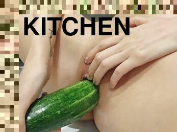 Bitches eat cucumber in the kitchen B