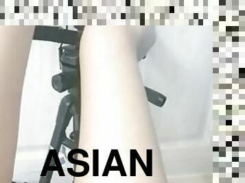 Lucky Asian MILF amateur masturbates hairy twat