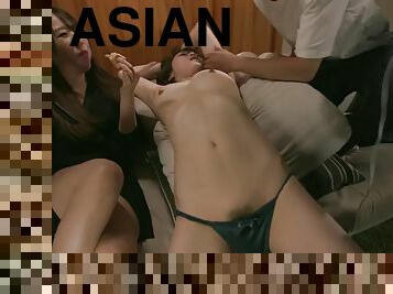 asiático, japonés, gangbang, corrida-interna, sexo-en-grupo