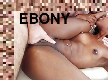 Nude ebony leads massive white cock in the butt hole