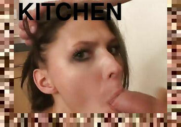 Hot sex on the kitchen counter for a hot teen