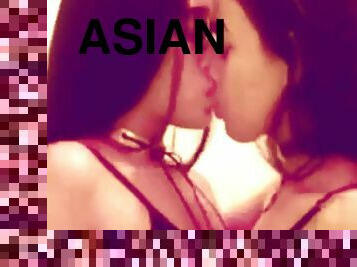 азіатка, публічно, лесбіянка-lesbian, гей, поцілунки, сестра