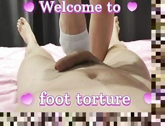Footjob from mistress. I ruined his orgasm on my feet.