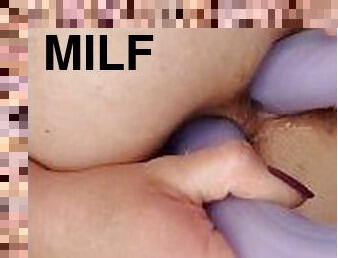 Dirty MILF fucks ass and pussy