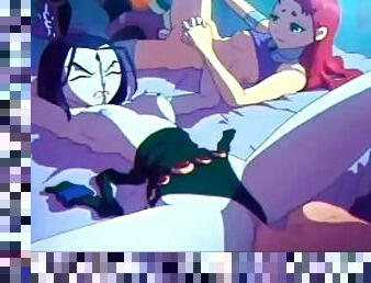 Teen Titans - Robin Fucks Starfire X Raven Group SeX