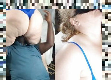 Black Guy Eating Pussy, Big Ass Hot Blonde BBW Milf Mom Twerking Horny Sexy Butt (Big tits SSBBW)