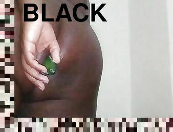 Black fat sissy fuck her Ass with a cucumber then cum 