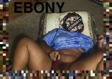 Horny ebony teen masturbating her wet creamy pussy