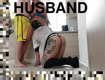 Threesome My Husband Surprises Me In The Kitchen And It Ends Badly