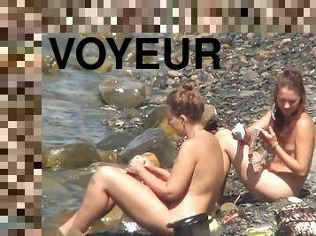 nudisti, vani, kamera, plaža, voajer, sakriveno