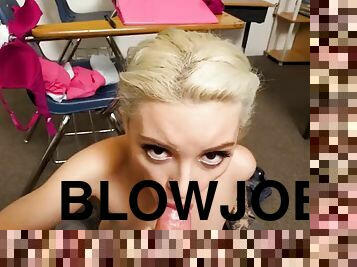 My classmate gets very horny and sucks my dick in class
