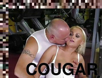 Cougar with big tits gets her pussy pounded by a big cock