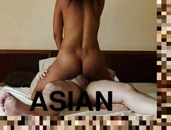 asiatisk, fisse-pussy, hardcore, tøs, thailænder, røv-butt, cowgirl, hvid