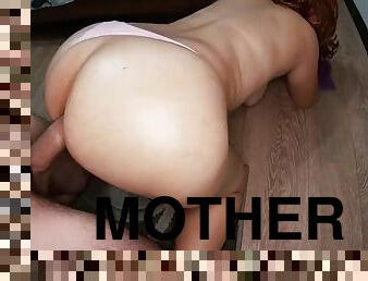Stepmother washed the floor in a thong and gave her stepson a blowjob