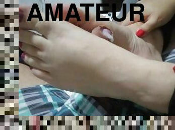 handjob footjob cum in toes