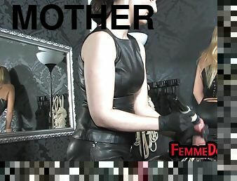 Smothering BDSM domina torments sub cock in CFNM 3some