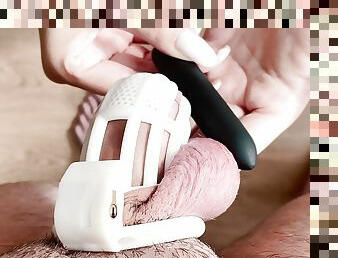 Vibrator for cock in chastity cage