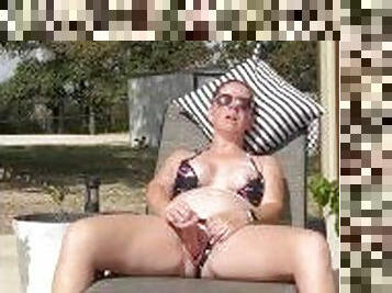MILF Cums Poolside With Her Dildo Then Skinny Dips to Cool Off