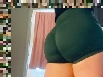 Milf shows off booty shorts the best way she knows how