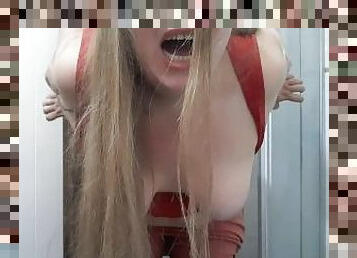 Hooked up chubby blonde and fucked her in the bathroom after party