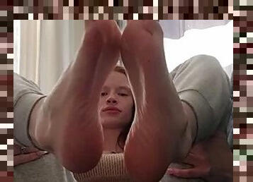 amateur, pieds, rousse, fétiche, magnifique, taquinerie