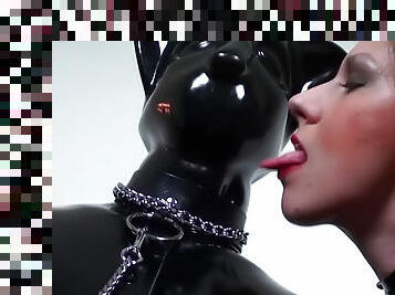 Jana Puff and her submissive babe in catsuit