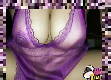 Big tits mature mom in purple see through slut hard fucked 