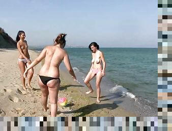 nudist, offentlig, fisse-pussy, strand, trekanter, naturlig, bikini, barberet