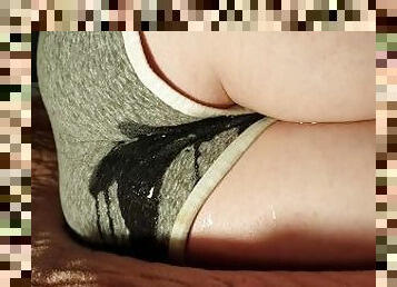?? Sexy Blonde Pissing Her Shorts! Hot Bedwetting!
