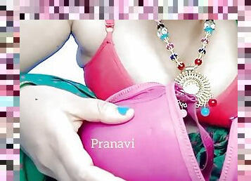 Pranavi pissing and selling her panty with dirty Telugu audio 